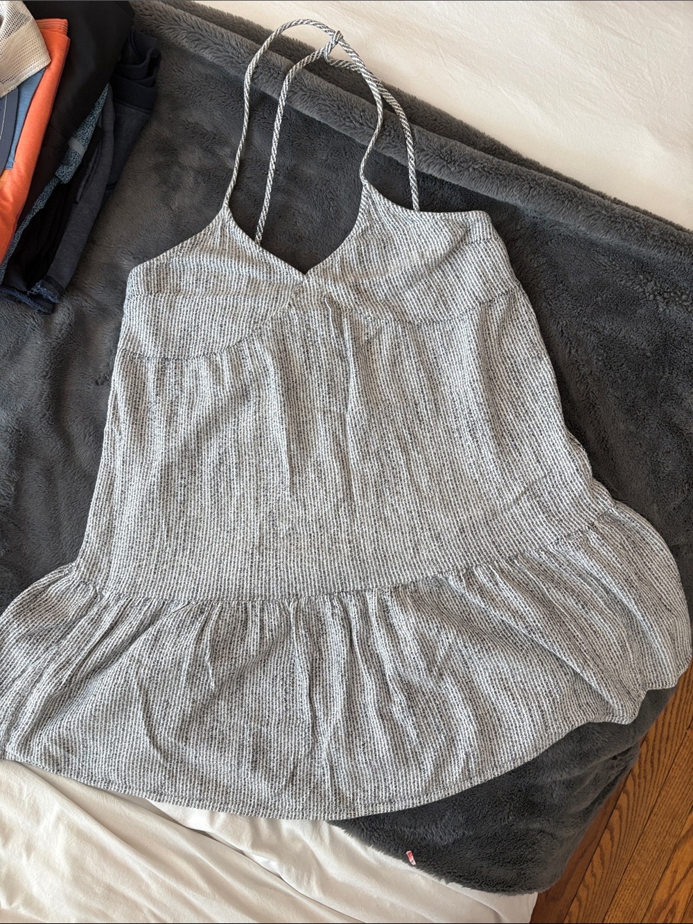 EUC aerie Gray Stripe Summer Dress Size M